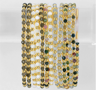 3mm Assorted Beaded Bracelets w/ Alternating Stones