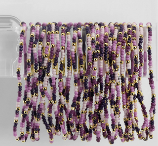 Assorted 2mm Stretch Seed Bead Bracelets- Purples