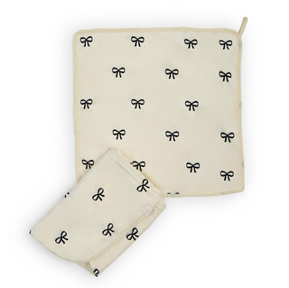 Noir Coquette Terry Cloth Hair Towel Wrap and Face Towel Set