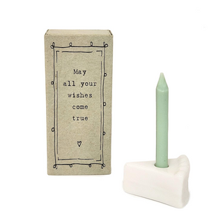 May All Your Wishes Come True Slice of Cake with Candle in Gift Box