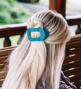 Teal With It Medium Flat Round Hair Clip