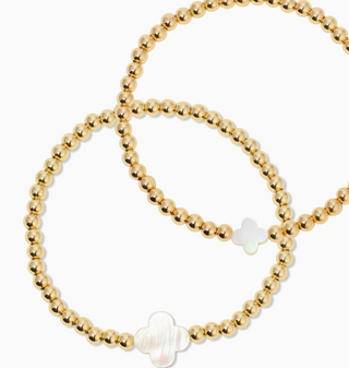 4mm Bracelet with Shell Quatrefoil Accents