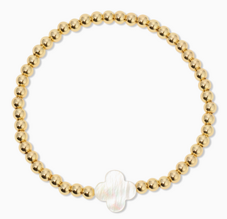 4mm Bracelet with Shell Quatrefoil Accents