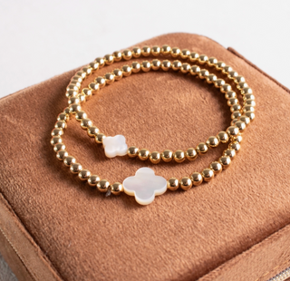 4mm Bracelet with Shell Quatrefoil Accents