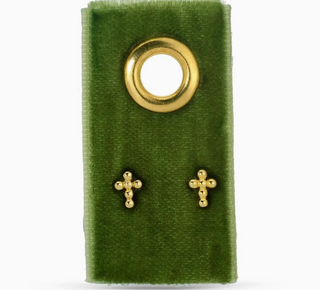 Petite Dot Cross Studs | Gold