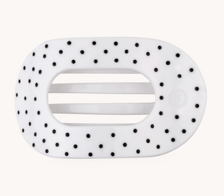 White Polka Dot Party Large Flat Round Hair Clip