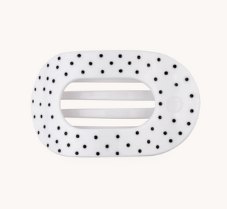 White Polka Dot Party Medium Flat Round Hair Clip