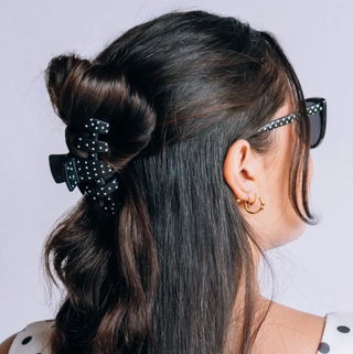Classic Black Polka Dot Party Medium Claw Clip