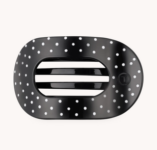 Black Polka Dot Party Large Flat Round Hair Clip