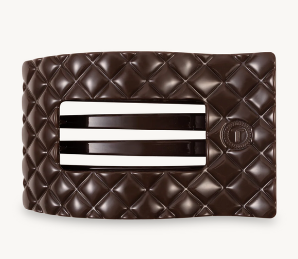 Truly Taupe Quilted Small Flat Rectangle Hair Clip