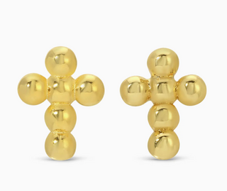 Petite Dot Cross Studs | Gold