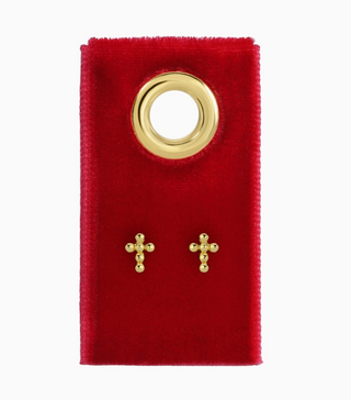 Petite Dot Cross Studs | Gold